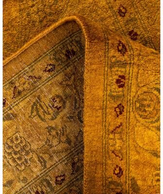 Solo Rugs "Overdyed Hand-Knotted Wool Modern-Contemporary Gold Runner 2' 8"" x 12' 5"""
