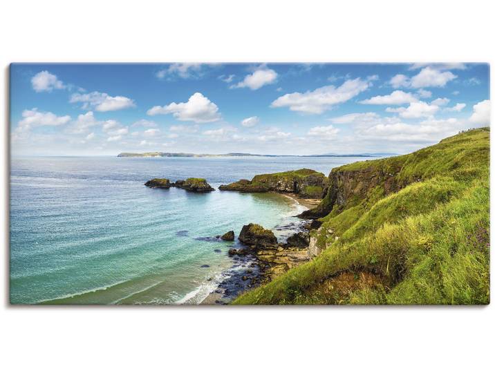 Leinwandbild ARTLAND Küstenweg in Carrick-a-Rede , grün (farbe bild(er): grün), B:100cm H:50cm, Bilder, Leinwandbild, auf Holzrahmen gespannt