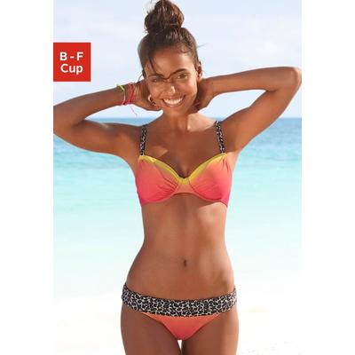 Bügel-Bikini KANGAROOS, Damen, Gr. 42, Cup D, orange (orange, gelb), Polyamid, Bikini-Sets Bügel-Bikini, mit trendigen Details im Leoprint