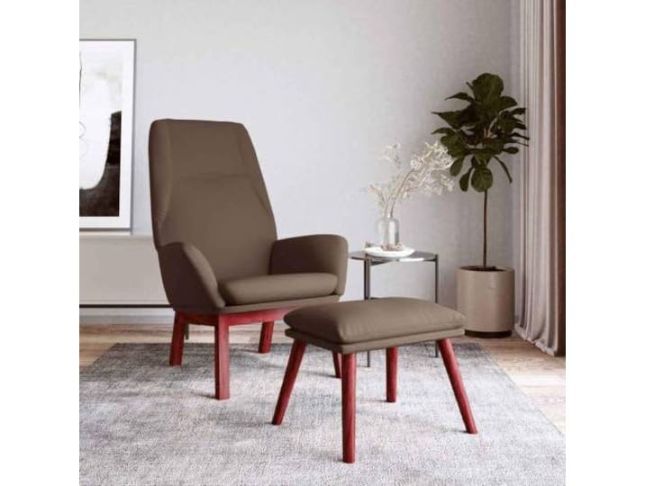 Relaxsessel mit Hocker Taupe Stoff Kautschukholz-Beine,Metallgestell,atmungsaktiver Stoff,kompaktes Design,Wohnzimmer