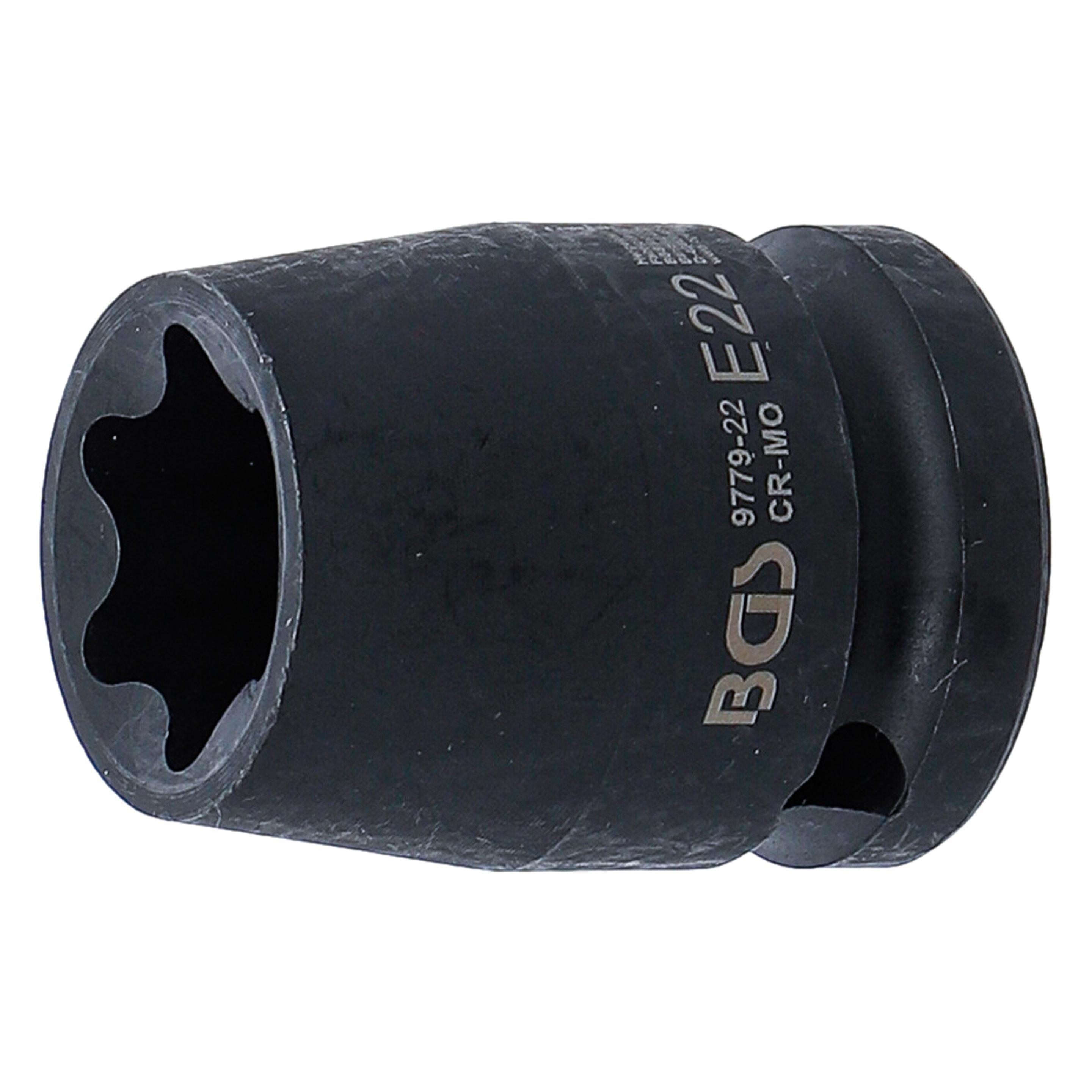 BGS Kraft-Steckschlüssel-Einsatz E-Profil Antrieb Innenvierkant 12,5 mm (1/2") SW E22 (9779-22)