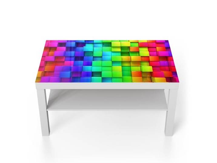 DEQORI Glastisch weiß groß 90x50 cm Motiv Kreative Unordnung ausgefallener Beistelltisch aus Glas Hochglanz Couchtisch fürs Wohnzimmer moderner Couch Tisch mit Design