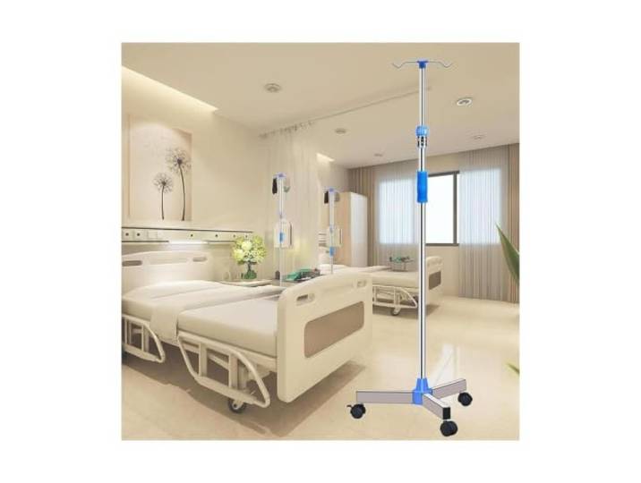 Tragbarer Infusionsständer, Infusionsbeutelhalter, Infusionsständerstangen Höhenverstellbar mit Haken for Krankenhaus und Zuhause (mit Rädern, 2 Haken) infusionsständer