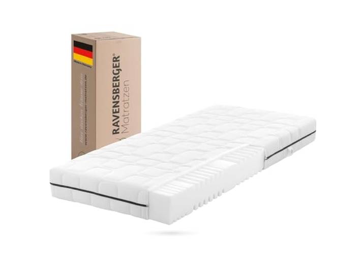 RAVENSBERGER Comfortmatratze Ravo-PUR - Härtegrad H2, mittel - 80 x 200 cm, Höhe 19 cm - ergonomische 7-Zonen Matratze mit Funktions-Bezug, allergikerfreundlich