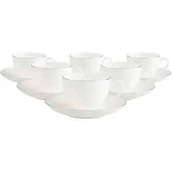 Villeroy & Boch, Tasse, Anmut Platinum No.1 Kaffeetassen mit Untertassen (150 ml, 6x)