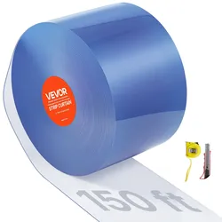 VEVOR Streifenvorhang, 150' Länge, 8" Breite, 0,08" Dicke, klare, glatte Kunststoff-Türstreifen, PVC-Vorhangstreifen-Tür-Großrolle für Lagerhallen, Fabriken, Supermärkte, Einkaufszentren, Hallen, Garagen