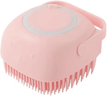 Uplift Curations Silicone Pet Bathing & Massage Gloves Soft Safety Grooming Brush For Dogs & Cats square Pink