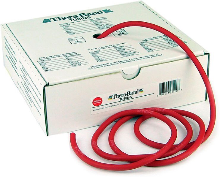 Thera Band Tubing 30.5m: canos de látex de resistência média - Cor vermelha