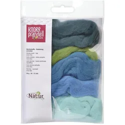 3x Heyda Merino-Wolle Mix, Garn + Wolle, Blau, Grün, Türkis