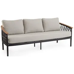 3-Sitzer Gartensofa Fenix - Aluminium & Seilgeflecht, inkl. Kissen, Anthrazit
