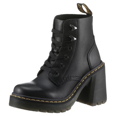 Schnürboots DR. MARTENS "Jesy", Damen, Gr. 37, schwarz, Leder, Schuhe Schnürboots, Blockabsatz, Stiefelette mit modischen Metall Eyelets