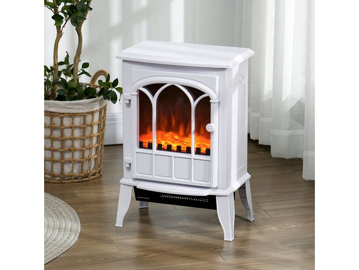 HOMCOM Cheminée Électrique 2000W Effet Flamme LED Blanc