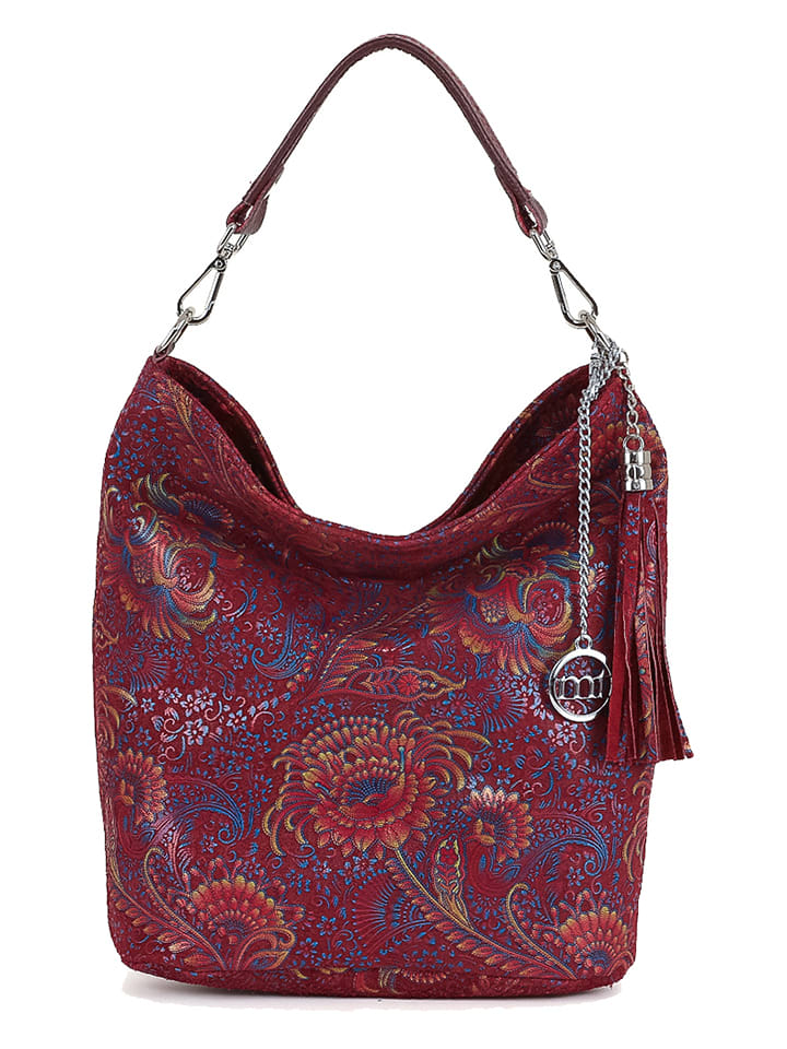 Mia Tomazzi Leder-Schultertasche "Benaco" in Bordeaux - (B)28 x (H)31 x (T)15 cm - onesize