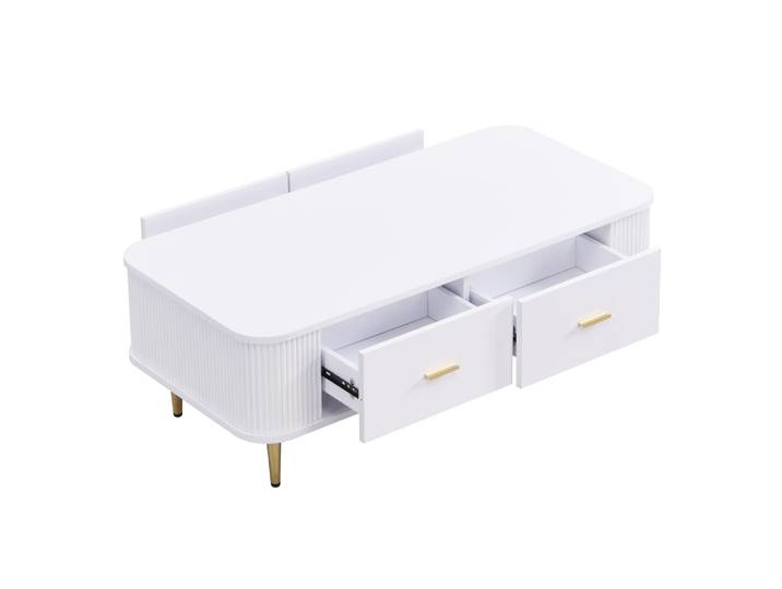 Table basse blanche avec 4 tiroirs 105 x 51 x 38 cm