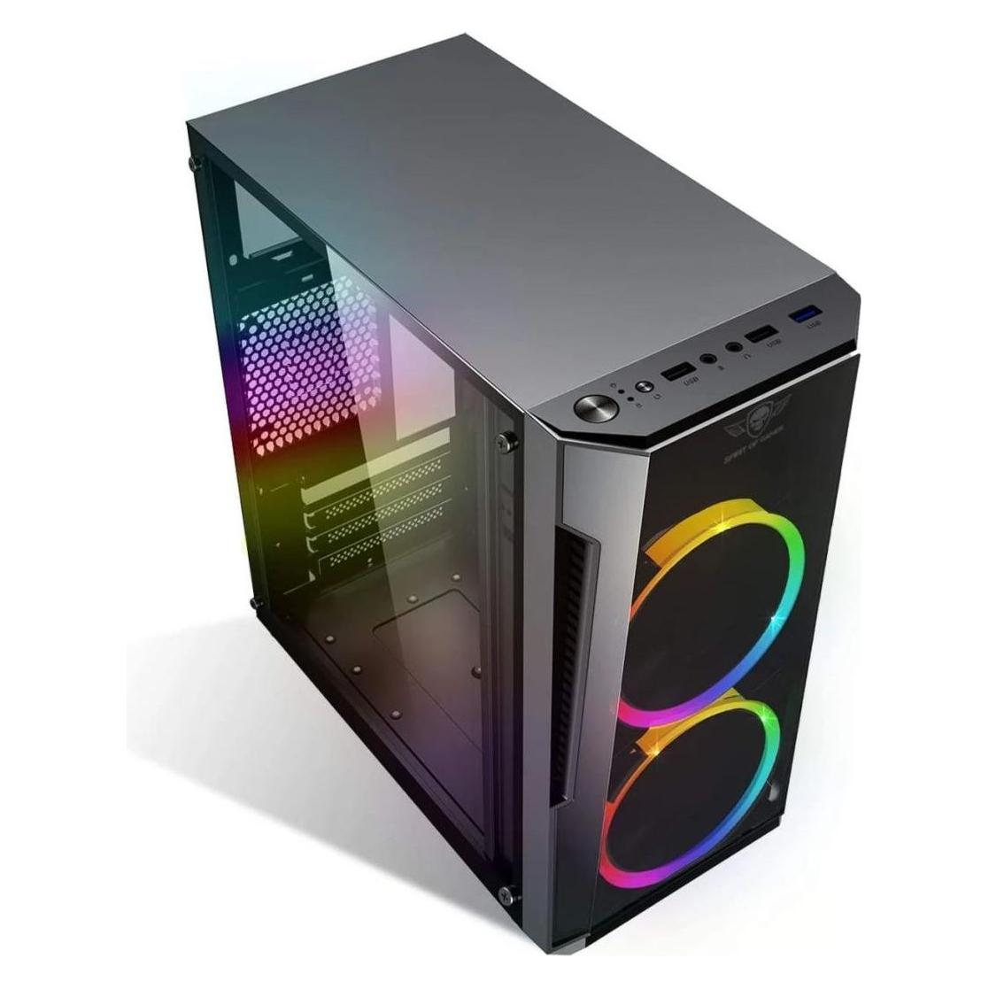 Spirit Of Gamer Boitier Mini Tour Micro Atx Deathmatch 3 RGB Avec Panneaux Vitrés (Noir) (mATX) (6001RA)