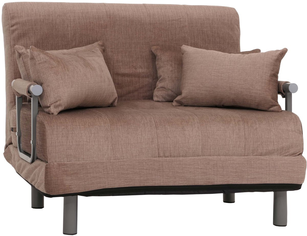 MCW Fauteuilbed MCW-K29 opklapbare fauteuil slaapbank in bruine chenille stof, ligoppervlak 190 x 100 cm