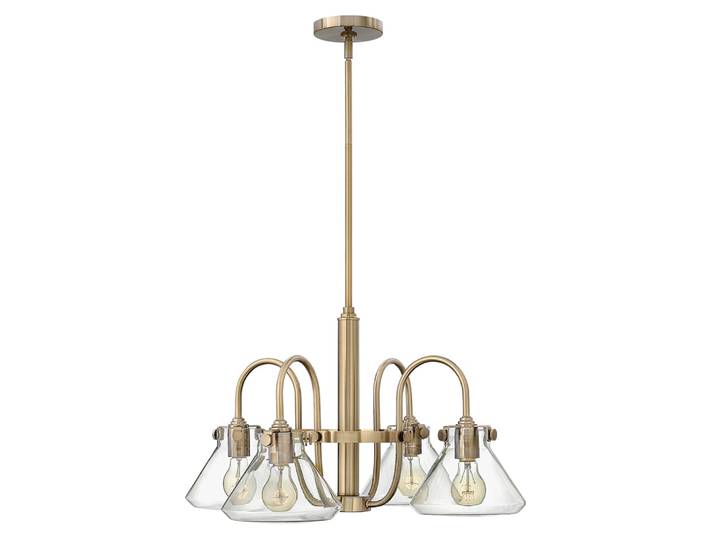 Lustre en verre et métal caramel brossé