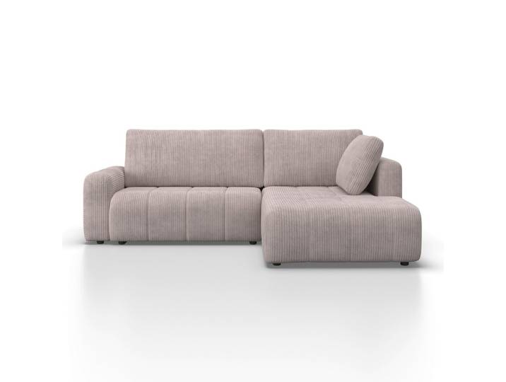 Wohnlandschaft Gia Hellgrau Cord mit Schlaffunktion