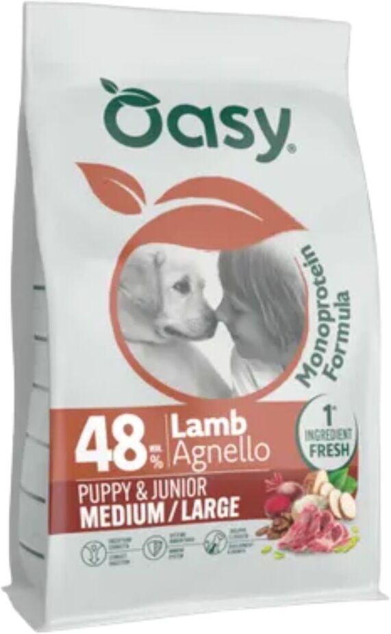 Oasy Monoprotein Puppy & Junior Crocchette per Cuccioli Medium/Large all'Agnello 10KG