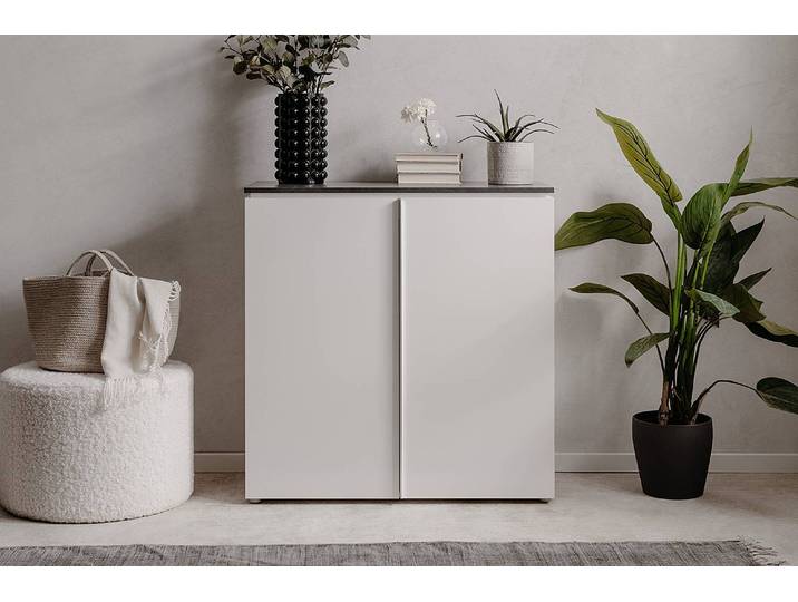Kommode mit Türen 89 x 92 x 40cm Weiß