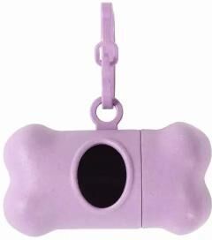 Uplift Essentials Bone Shaped Portable Pet Waste Bag Dispenser Outdoor Walking Essential With Towing Clip purple