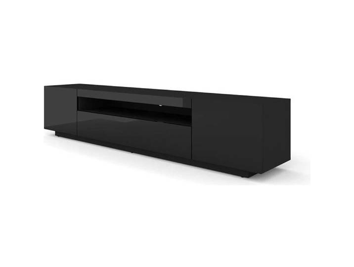 Meuble TV Table 200 cm Salon Hi-Fi Commode Noir Brillant