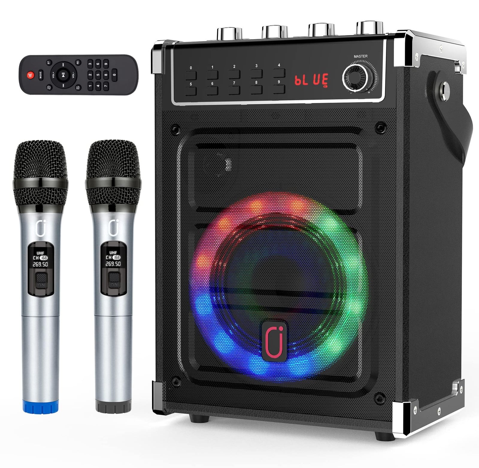 Selius Karaokemachine met 2 Draadloze Microfoons en 2 Luidsprekers - Bluetooth Karaoke Set - Zwart