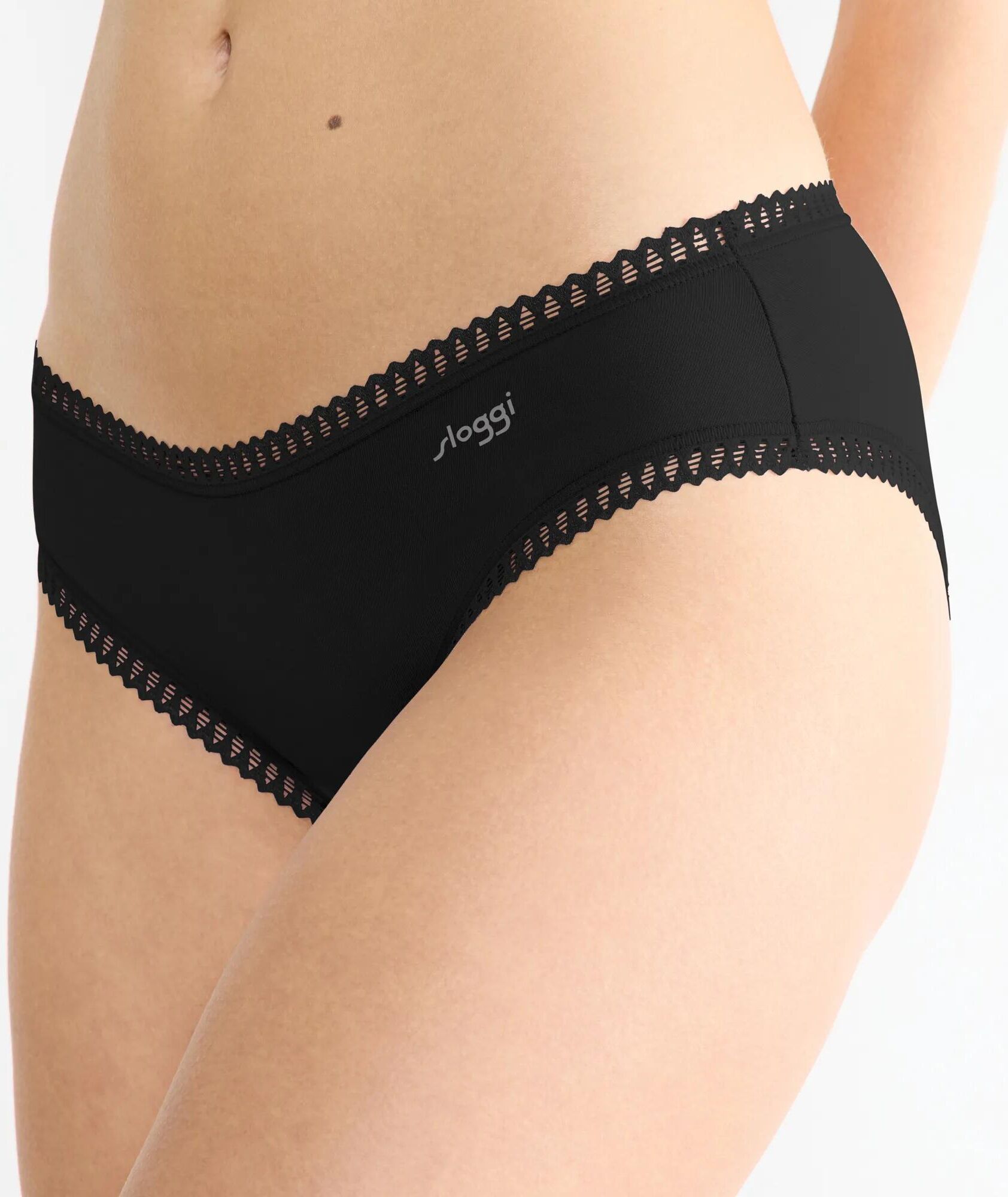 Hipster SLOGGI "GO Crush", Damen, Gr. XXL, schwarz, Single Jersey, Obermaterial: 95% Baumwolle, 5% Elasthan, körpernah, Unterhosen Hipster, mit Spitzendetails, Multipack schwarz XXL