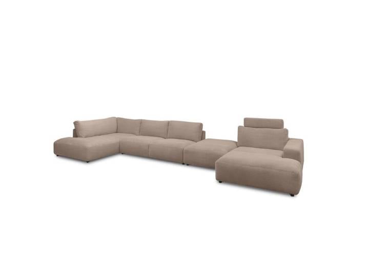 Musterring Lucia Wohnlandschaft Cord mit Zwischenhocker - Cord taupe - ohne Zusatzausstattung - rechts Modern, Zeitlos