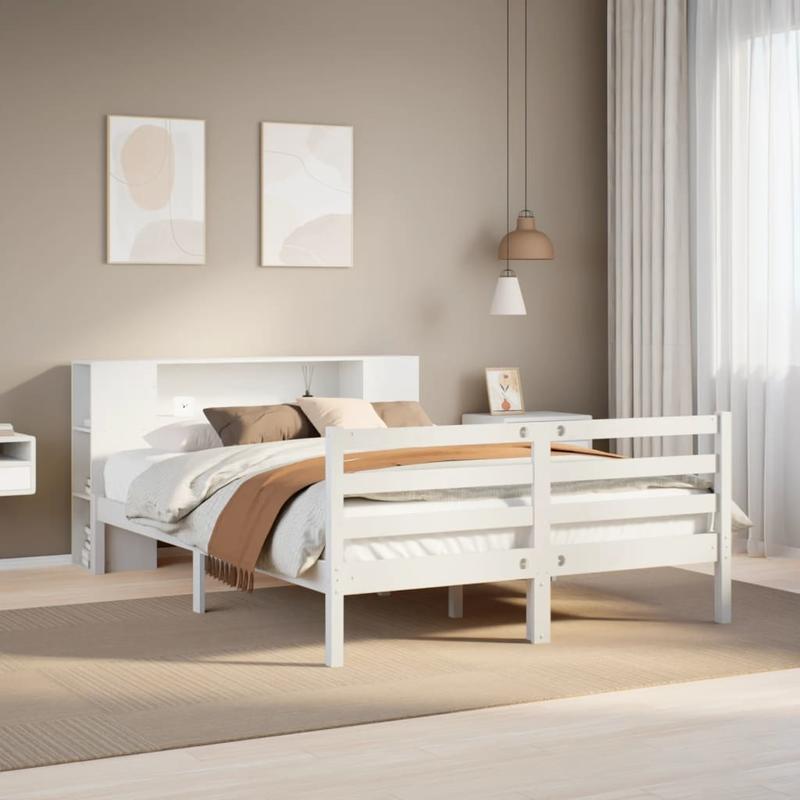 Bücherregal mit Bett - Schlafsofa - Kinderbett - Modernes, weißes Massivholz, 120x190 cm