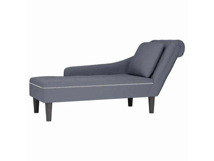Fauteuil long et coussin et accoudoir droit gris foncé velours fauteuil fauteuil de détente fauteuil long 4009773