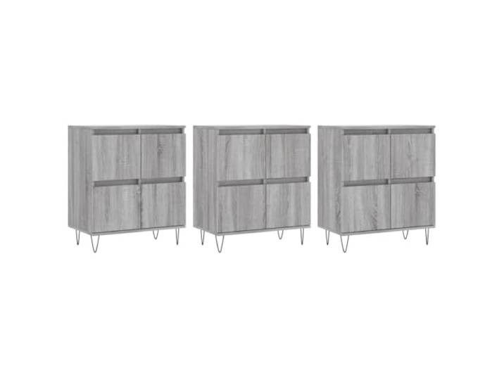 GHVBNMF Sideboard 3er Set Grau Sonoma 180x35x70cm Beistellschrank Kommode Drei flexible Anrichten aus Holzwerkstoff in Grau Sonoma bieten viel Ablagefläche für Wohnzimmer und Flur.