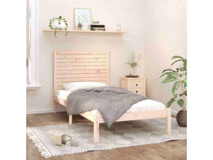 APXESS Kiefernholz Bettgestell, Einzelbett 90x200 cm, Massivholz-Rahmen Rustikale Maserung, Mit Kopfteil, Stabil & Langlebig