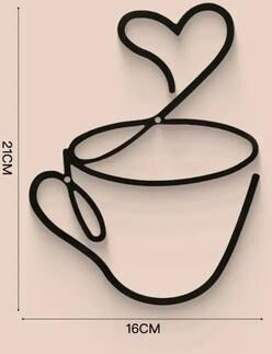 Uplift Essentials Metal Black Coffee Cup Wall Art High Definition Modern Silhouette For Kitchen, Cafe, & Coffee Bar Decor style 2