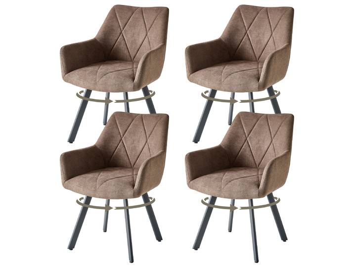 EGOONM 2/4PCS Chaises de salle à manger pivotantes modernes avec accoudoirs, chaises rembourrées en tissu, 360 ° Chaises pivotantes avec pieds en métal