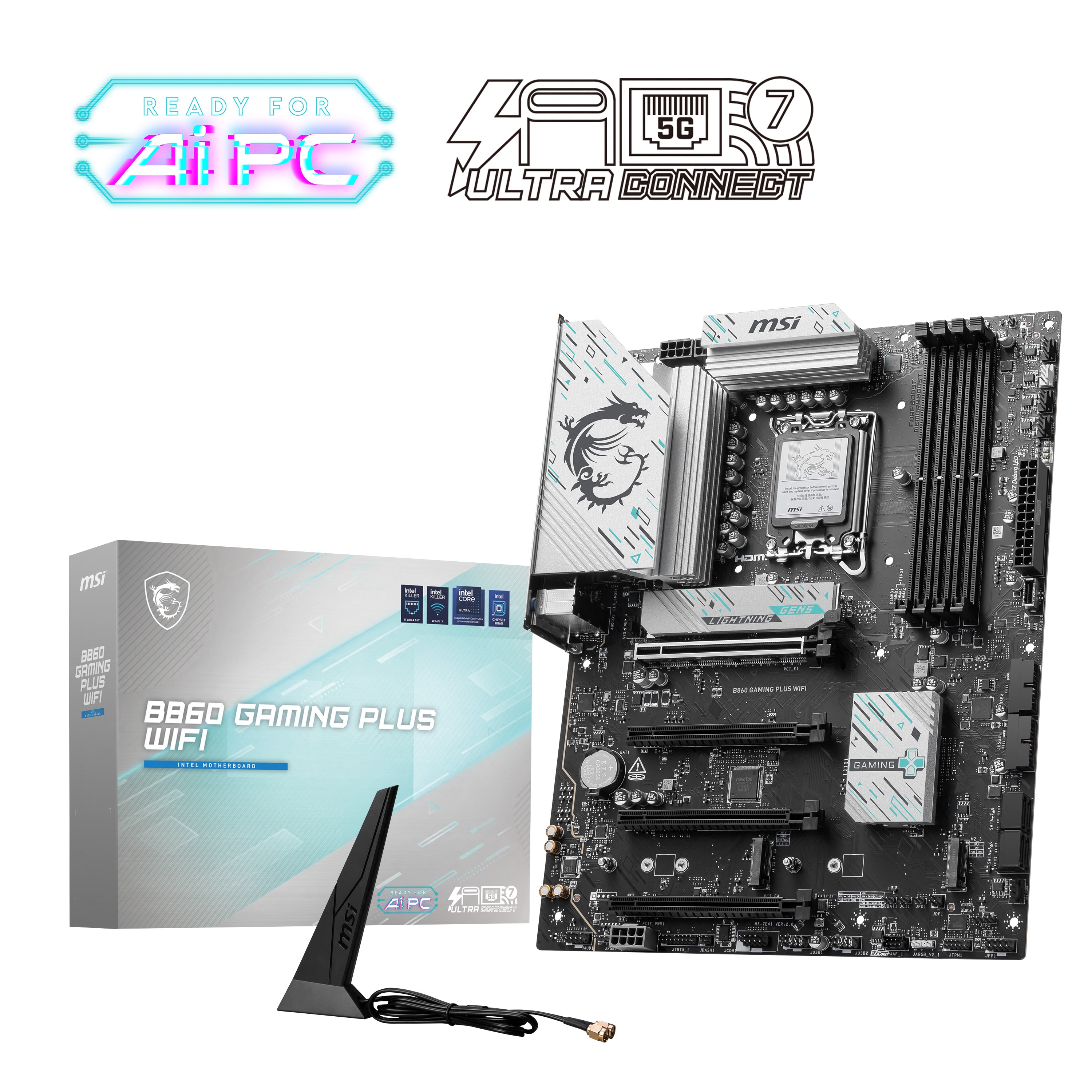 MSI B860 GAMING PLUS WIFI Mainboard 1851 M.2/WIFI7/BT/HDMI/DP/TB4/USB-C 7E41-003R