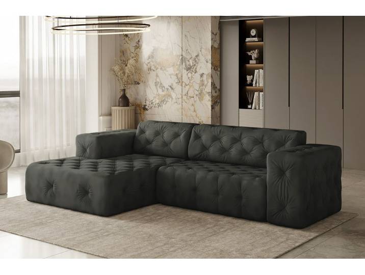 Kaiser Möbel Ecksofa Freistehendes, stark gesteppt, weich, elegant LUX stoff Whisper