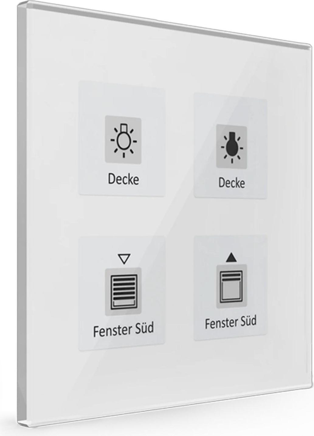 MDT KNX glazen drukknop 4-voudig plus met temperatuursensor, wit BE-GTT4W.01