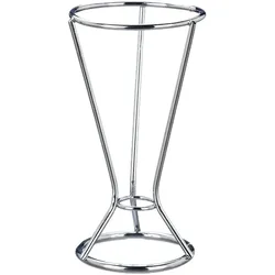 Relaxdays Pommeshalter, Edelstahl, Spitztüten mit Pommes, Chips, Gemüse, Snackhalter, HxD 16 x 9,5 cm, Silber, 2 Stück