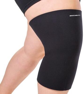 Women's Plus Size Neoprene Knee Compression Sleeve by BraceAbility in Black (Size 5XLT)