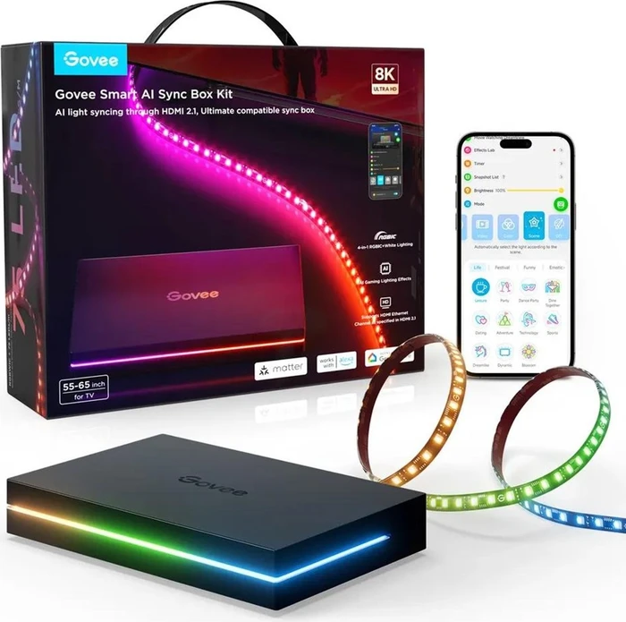 Govee AI Sync Box 2 Smart TV RGBICW Hintergrundbeleuchtung 55-65