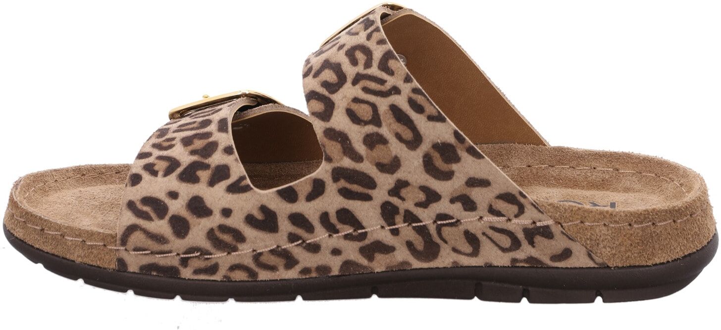 Pantolette ROHDE "Rodigo Leo", Damen, Gr. 42, Synthetik, braun (leo), Leder, Schuhe Pantolette, Sommerschuh, Hausschuh mit Leo-Print