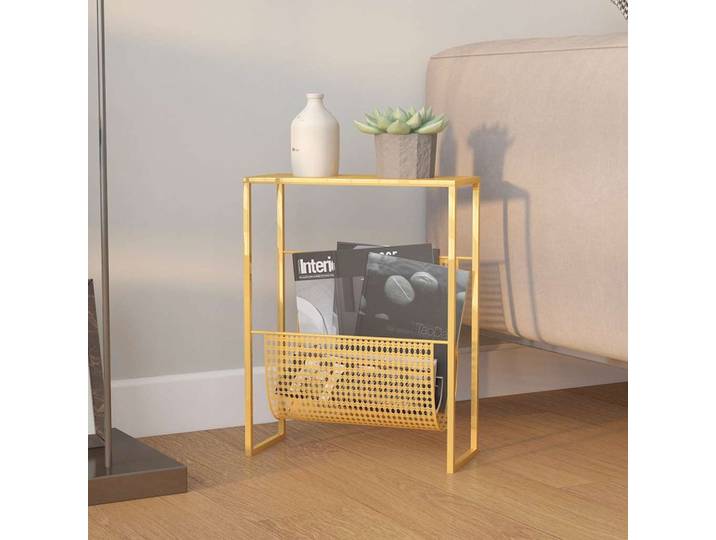 vidaXL Zeitschriftenständer Golden 35x15x45 cm Stahl
