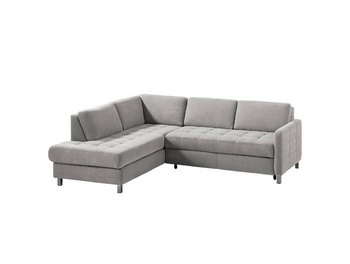 Ecksofa Tanete Webstoff Grau/Silbergrau Webstoff 233 x 80 x 196cm Ottomane davorstehend links mit Schlaffunktion Modern
