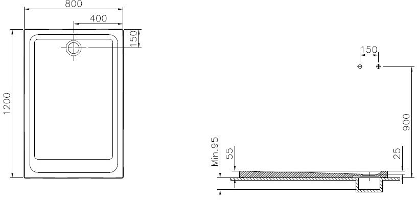 Receveur de douche ARKITEKT 120 x 80 cm B90 antidérapant VITRA 5809L003M0578
