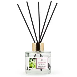 Fragrance and Style GmbH Reed Diffuser, Aroma Diffuser, Duftöl Diffuser | Ginger Lime | 100 ml, Glas, ohne Flamme & Strom, für Wohnzimmer
