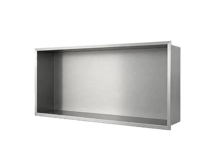 QAUUCP Einbauregal Wandnische Duschnische aus Edelstahl 24 x 12 4 Zoll, eingelassenes Wandregal, keine Fliesen erforderlich, Aufbewahrung im Badezimmer(Brushed Silver)