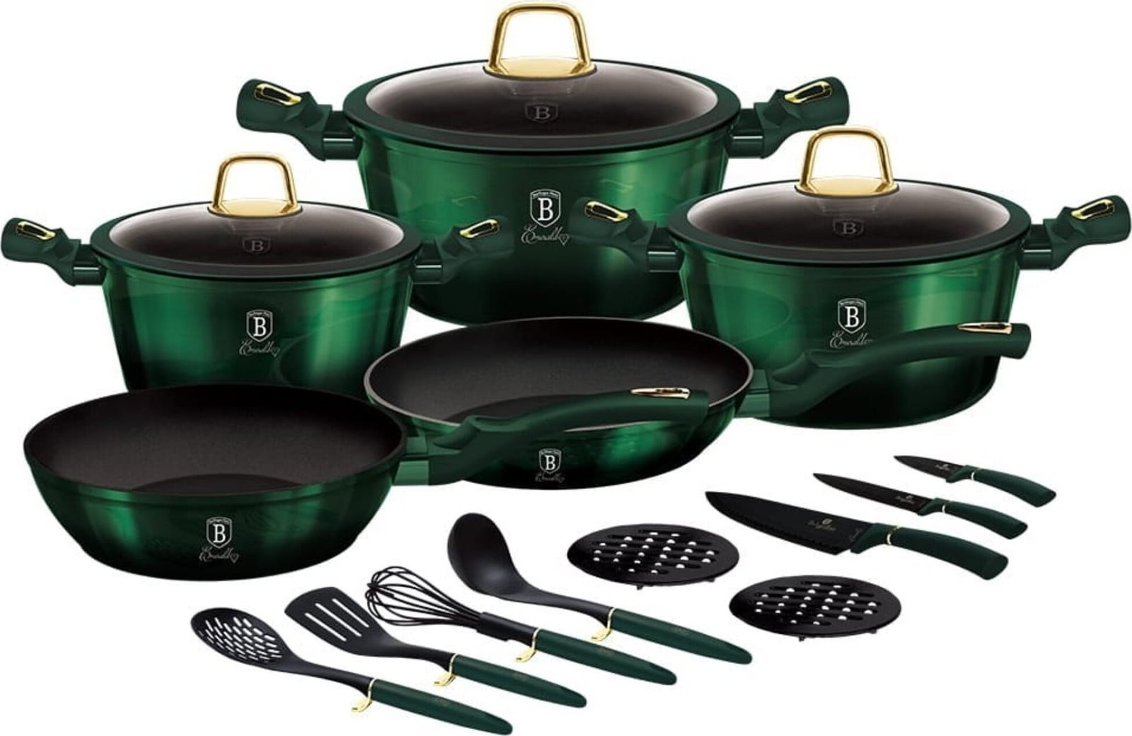 Berlinger Haus Emerald BH7043 kookset en accessoires, 17 stuks