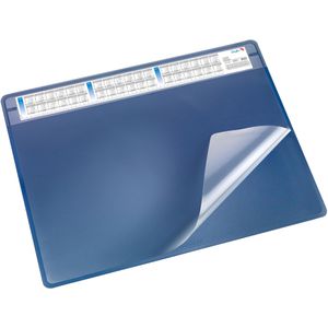 Läufer Schreibunterlage 47605 Durella Soft, blau, Kunststoff, mit Sichtplatte & Kalender, 65 x 50cm