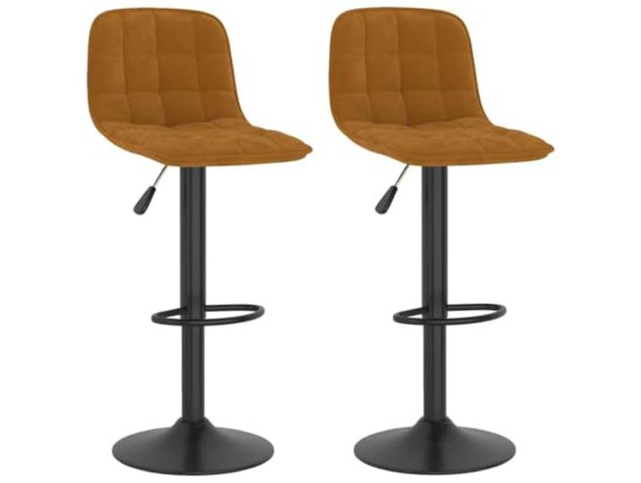 Barhocker, Velours, Braun, 2-teilig, mit Gashebung und Stahlbasis Sitzfläche aus weichem Velours, um 360 ° drehbar, höhenverstellbar, robuster Stahl, optimaler Komfort